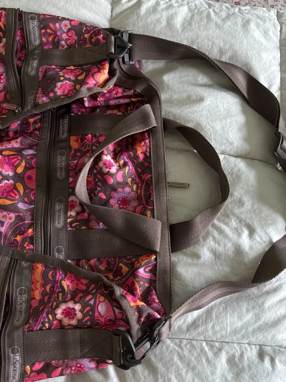 LeSportsac Brown, Pink & Orange Paisley Travel Tote